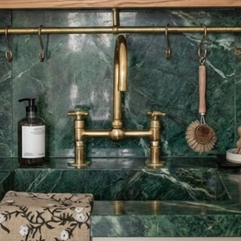 Unlacquered Brass Bridge Faucet-zoom-