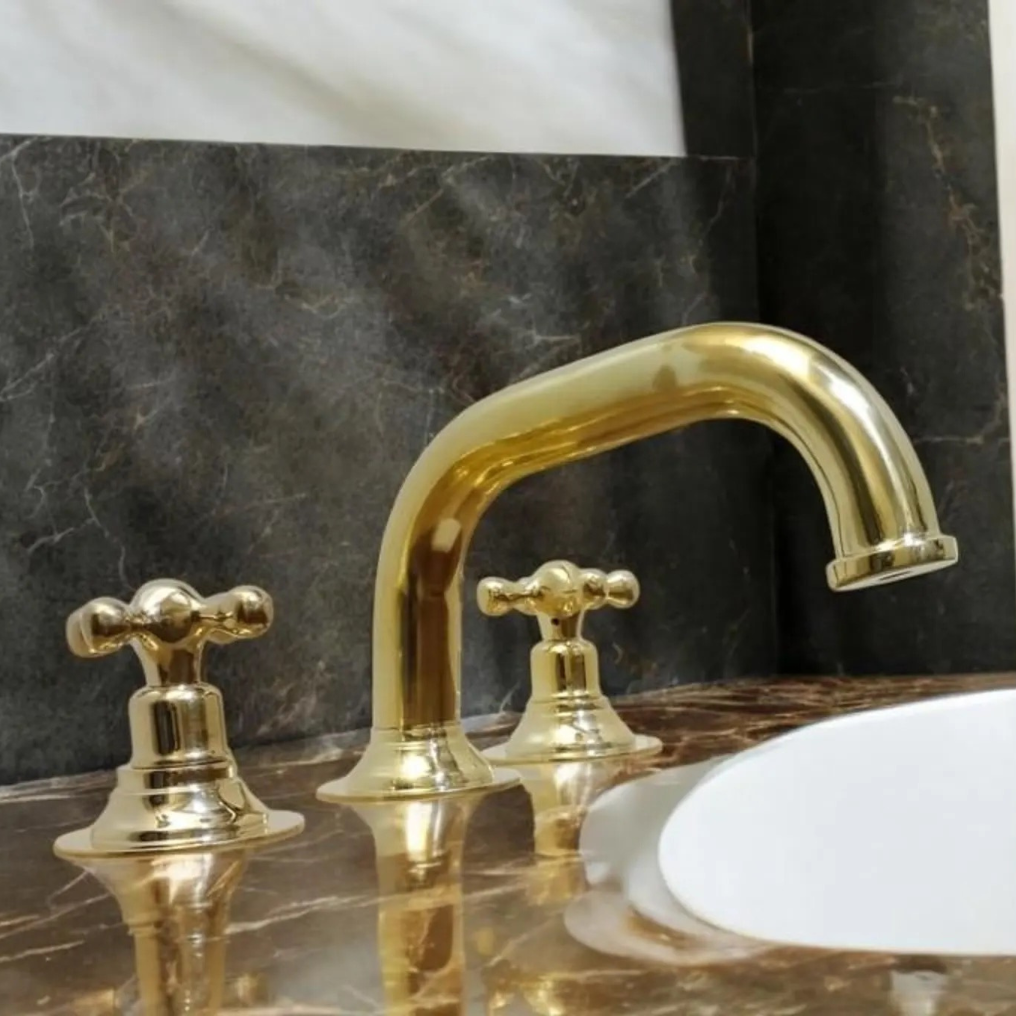 Unlacquered Brass Deck Mounted Faucet