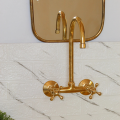 Unlacquered Brass Kitchen Wall Mount Faucet 