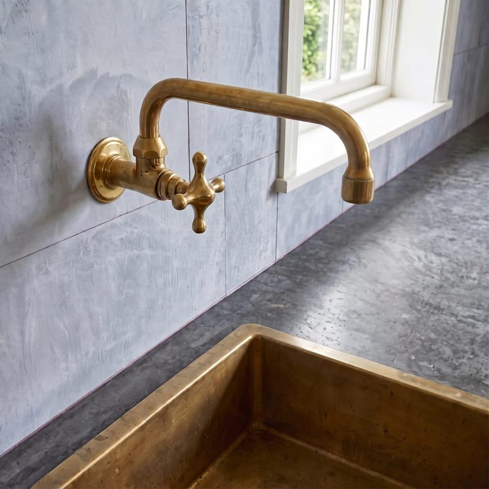 Unlacquered Brass Single handle Kitchen Faucet