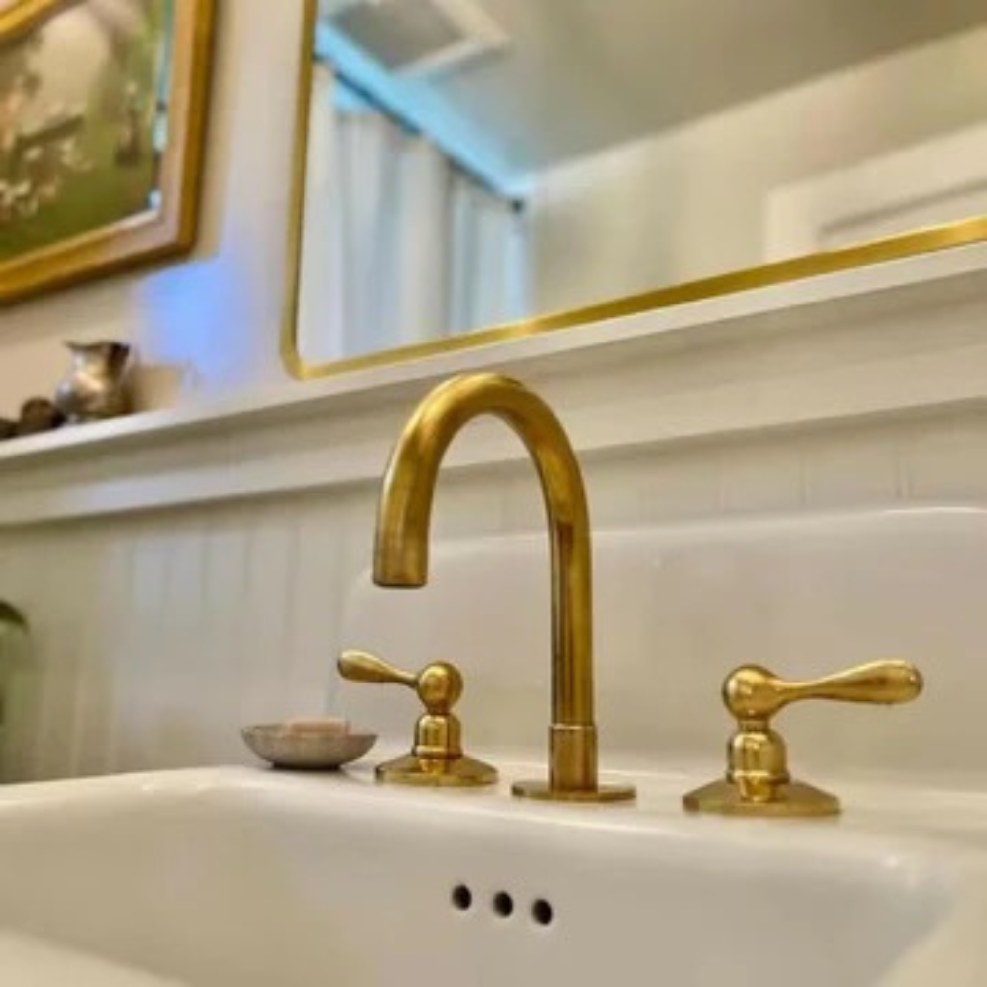 Unlacquered Brass Vanity Sink Faucet Lever Handles