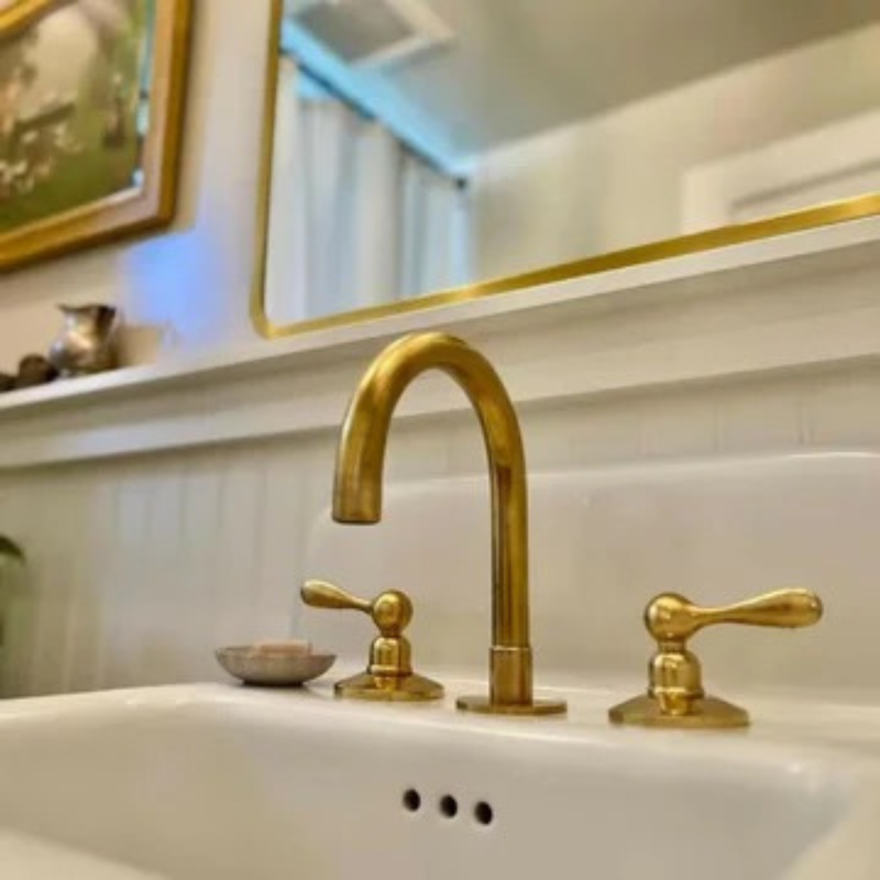 Unlacquered Brass Vanity Sink Faucet Lever Handles-zoom-