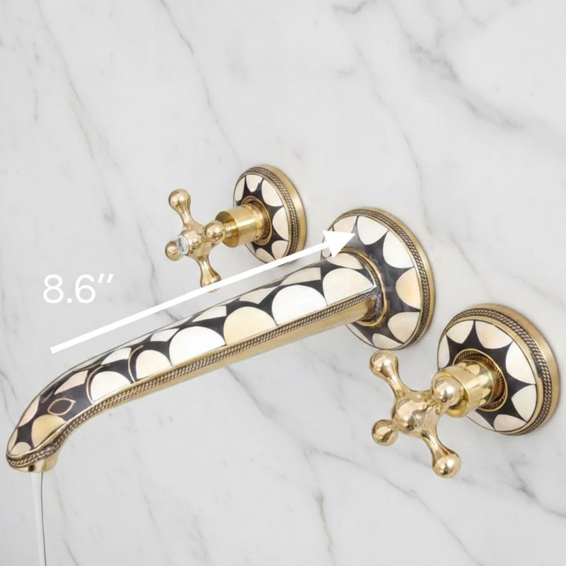 Unlacquered Brass Wall Mounted Bathroom Faucet-zoom-