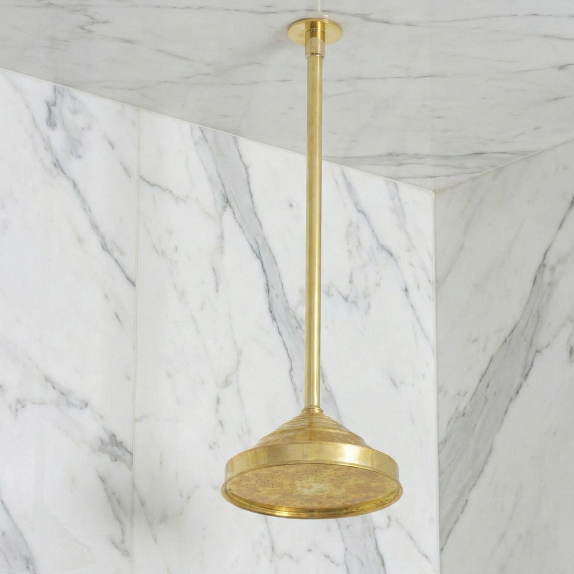 Unlacquered Solid Brass Ceiling-Mounted Shower Set