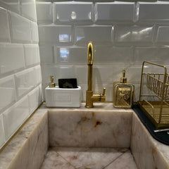 Unlacquered brass single hole sink faucet