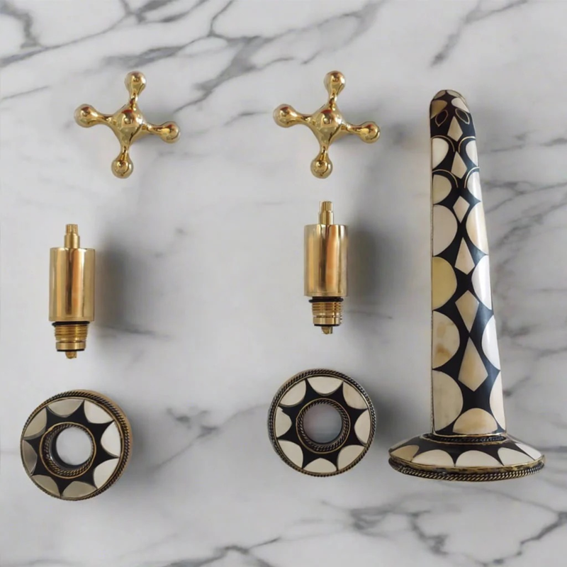 Unlacquered Brass Wall Mounted Bathroom Faucet-zoom-