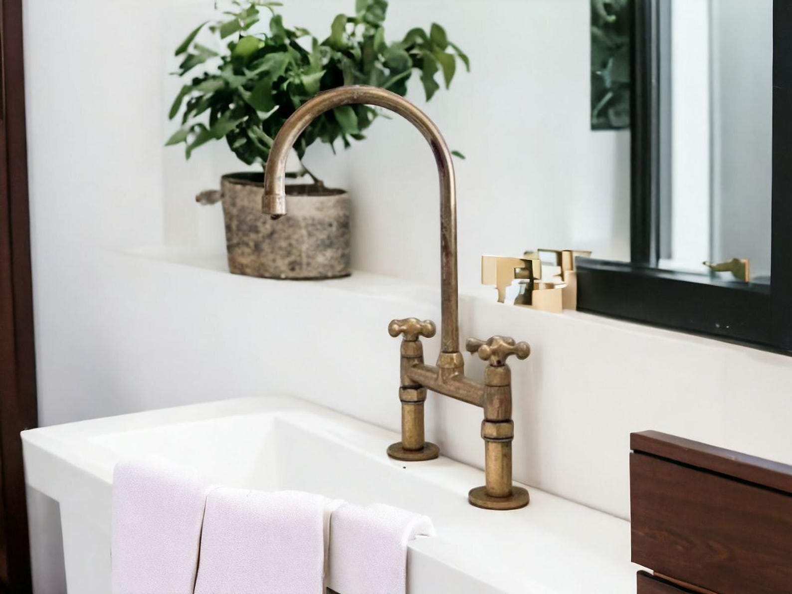 Antique Unlacquered Brass Faucet-3