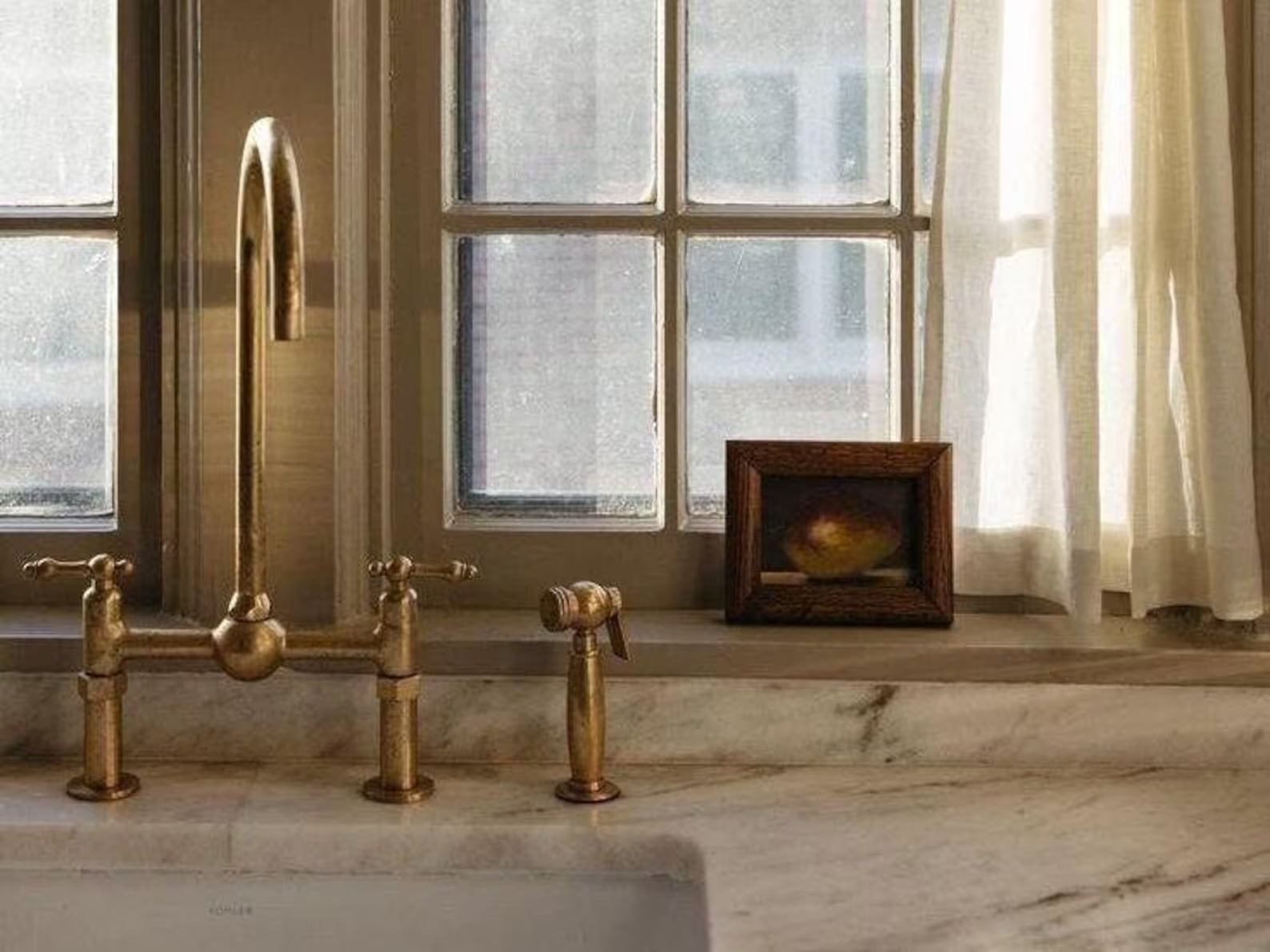 Aged Unlacquered Brass Faucet-2