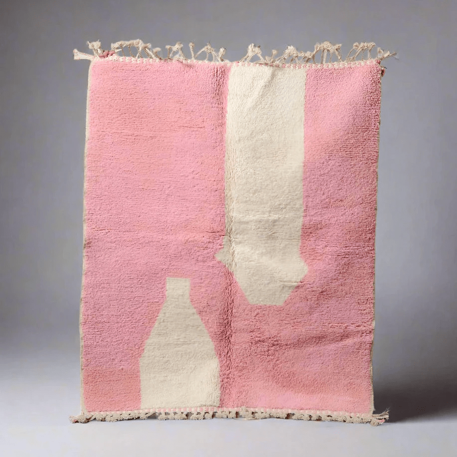 Aicha - Moroccan Pink and White Rug - Best Sellers AzulSouk