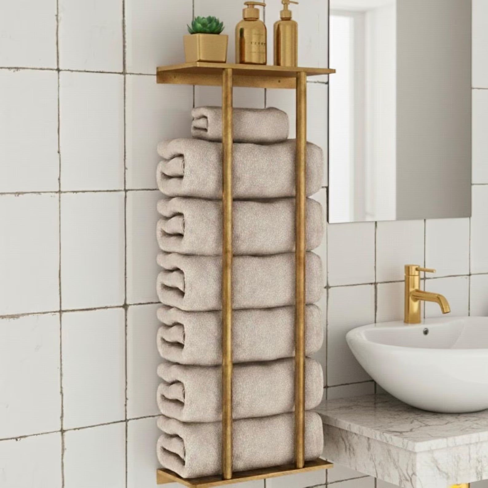 Unlacquered Brass Towel Holder