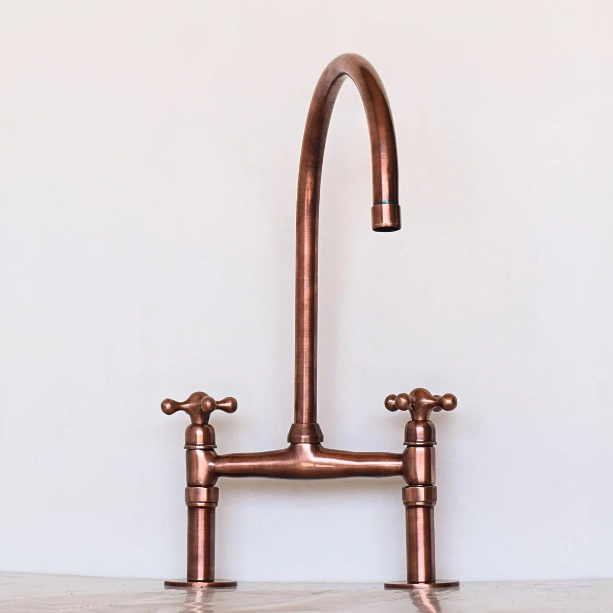 Antique Copper Kitchen Faucet - bridge faucet AzulSouk