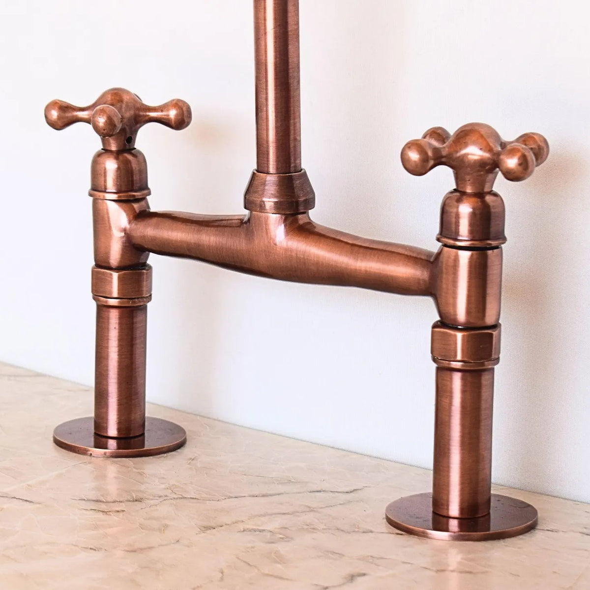 Antique Copper Kitchen Faucet - bridge faucet AzulSouk