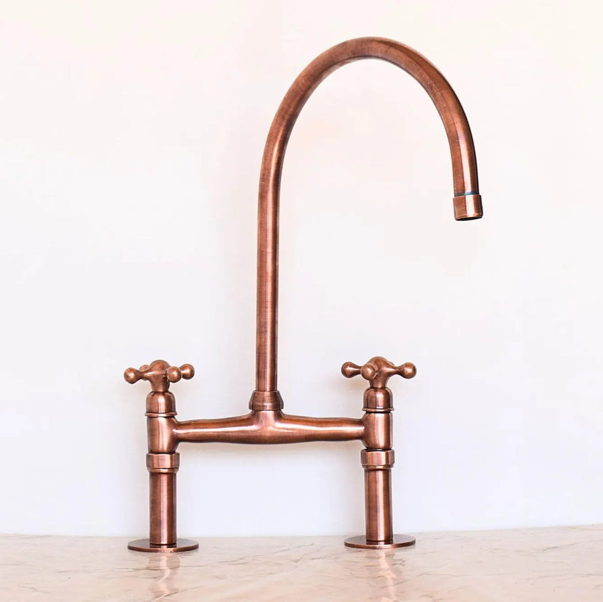 Antique Copper Kitchen Faucet - bridge faucet AzulSouk