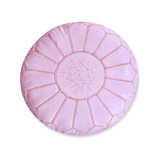 Authentic Moroccan Leather Pouf - Pink - Leather Pouf AzulSouk