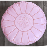 Authentic Moroccan Leather Pouf - Pink - Leather Pouf AzulSouk