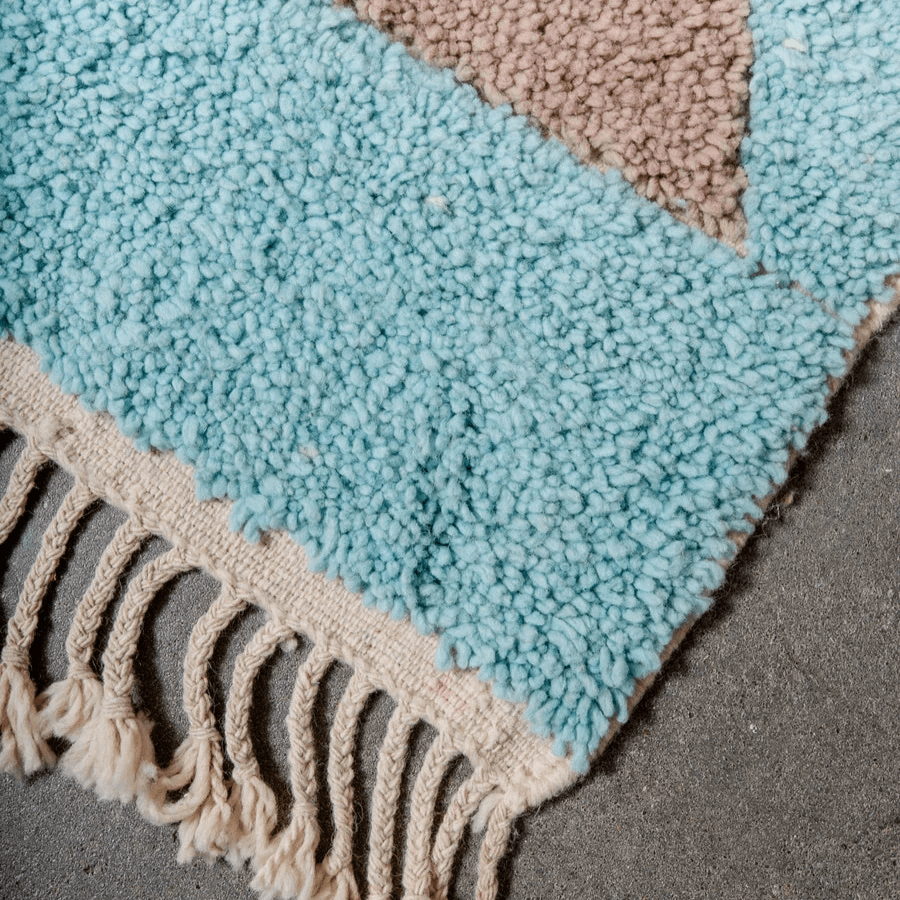 Awatif - Sky Blue & Brown Rug - Best Sellers AzulSouk