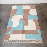 Awatif - Sky Blue & Brown Rug - Best Sellers AzulSouk