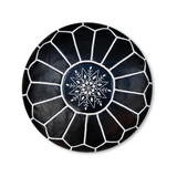 Black Leather Pouf - Leather Pouf AzulSouk