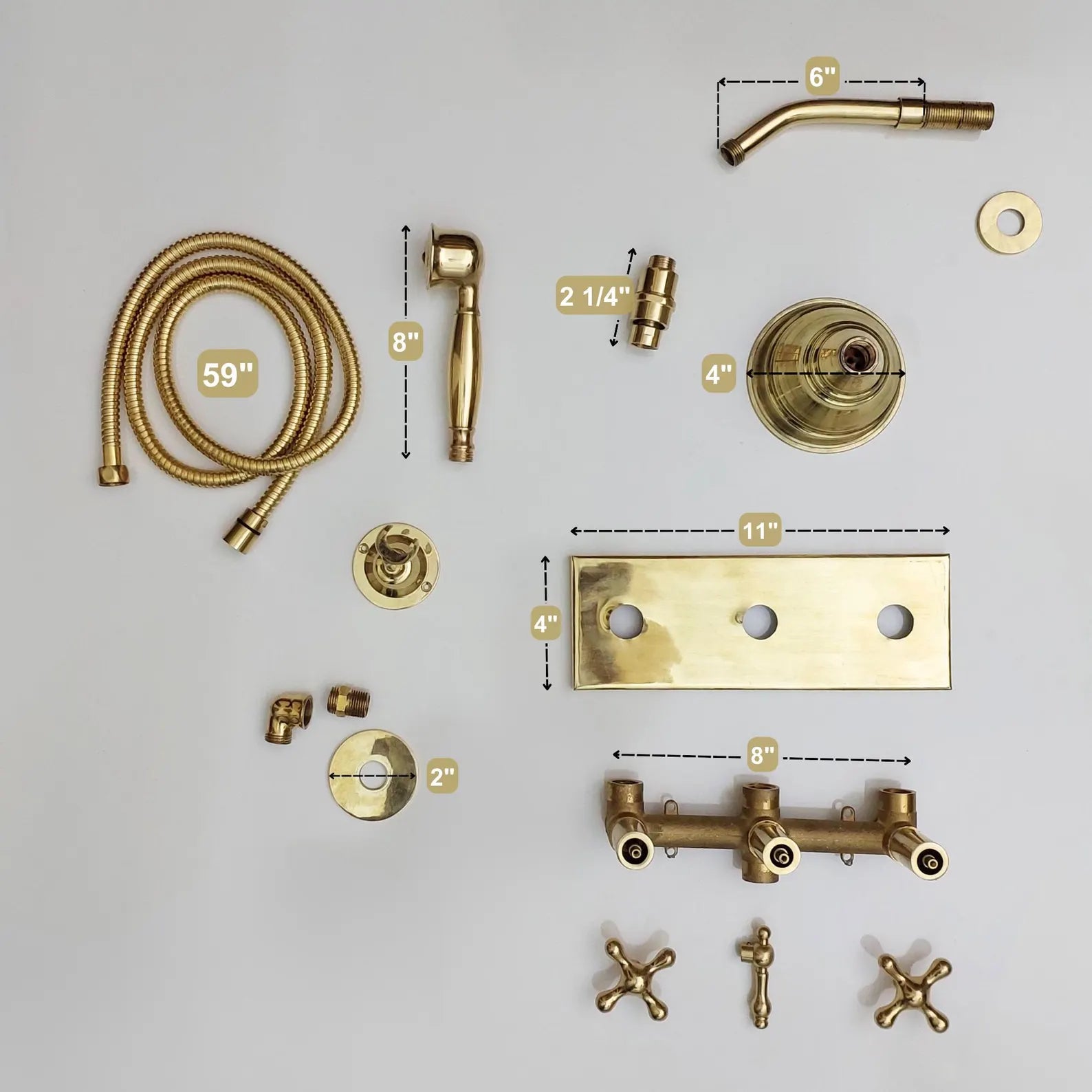 brass shower set with shower head , handheld and backplate 