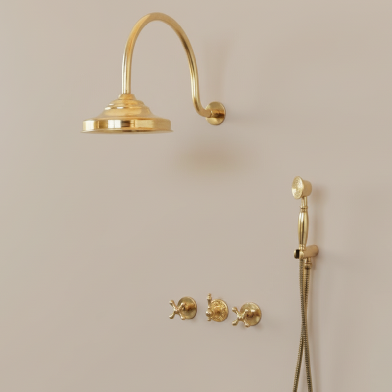 Unlacquered Brass Shower System-zoom-