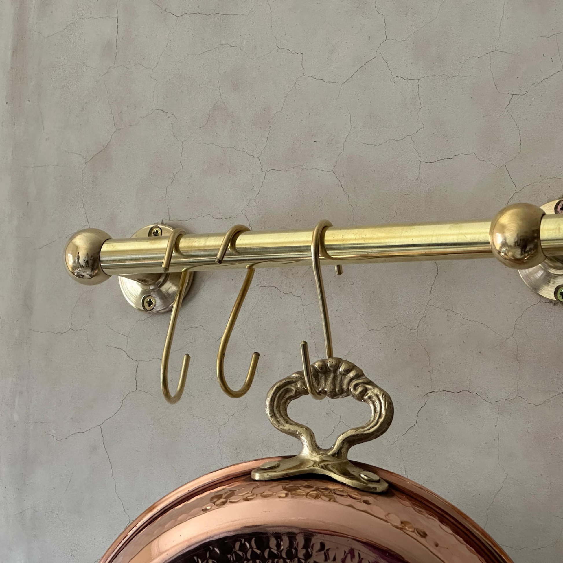 brass pot rack with s hooks