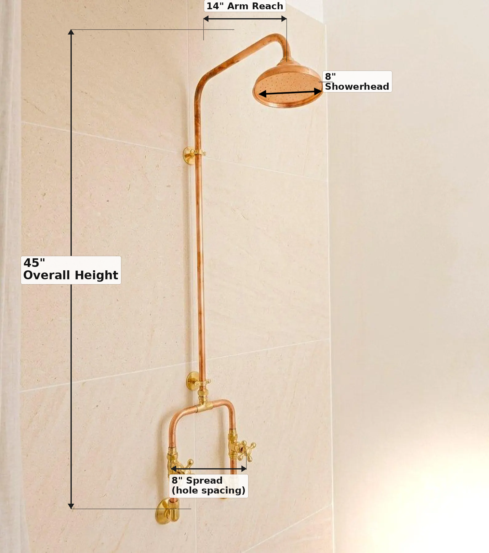Unlacquered Solid Copper Outdoor Shower