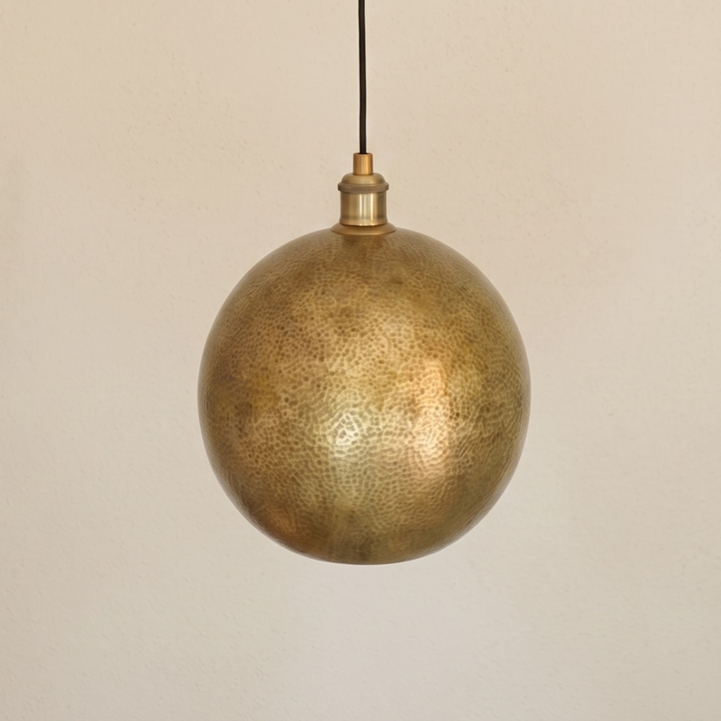 Hammered Brass Ball Pendant Light-zoom-