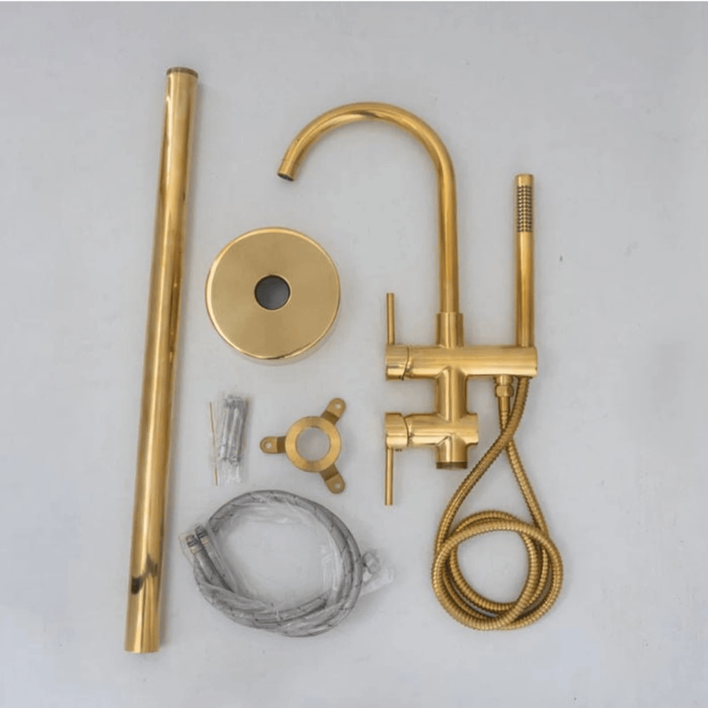 Elegant Floor Mounted Freestanding Tub Filler with HandHeld - shower system AzulSouk