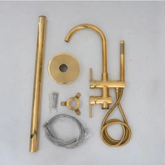 Elegant Floor Mounted Freestanding Tub Filler with HandHeld - shower system AzulSouk