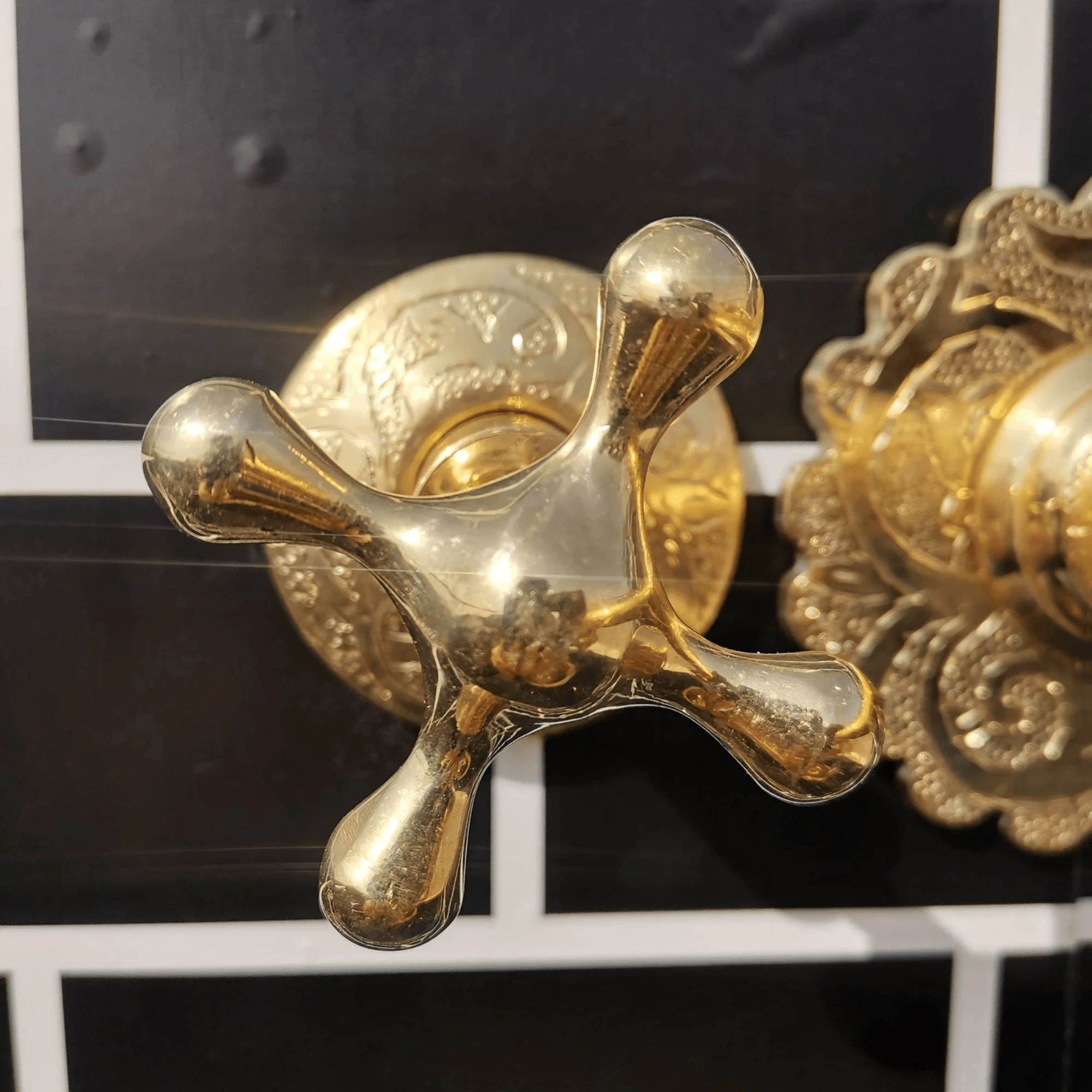 Engraved Brass Wall Mount Bathroom Faucet - bathroom faucet AzulSouk