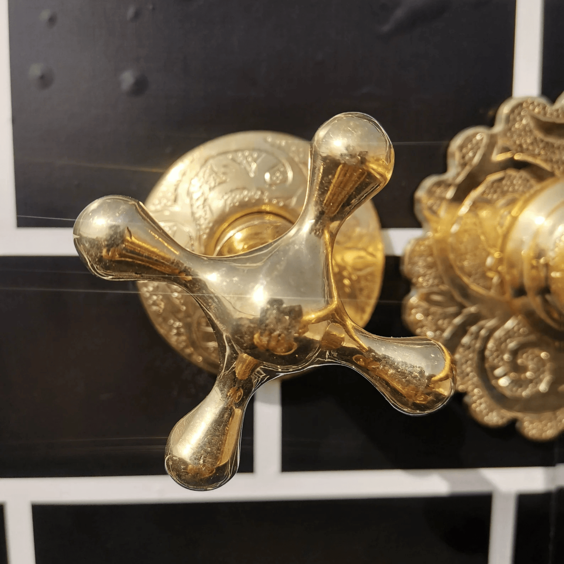 Engraved Brass Wall Mount Bathroom Faucet - bathroom faucet AzulSouk