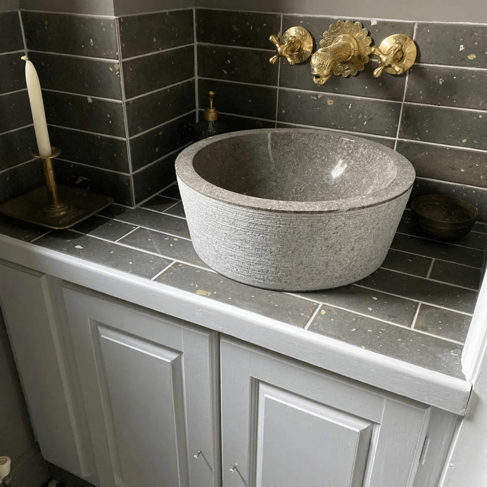 Engraved Brass Wall Mount Bathroom Faucet - bathroom faucet AzulSouk