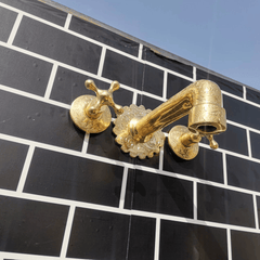 Engraved Brass Wall Mount Bathroom Faucet - bathroom faucet AzulSouk