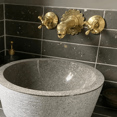 Engraved Brass Wall Mount Bathroom Faucet - bathroom faucet AzulSouk