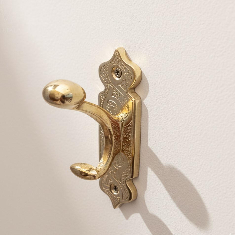 Decorative gold brass wall hook