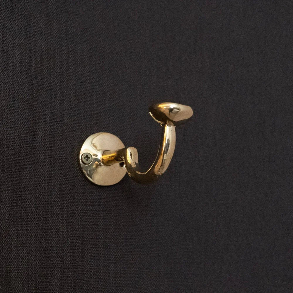 Set of 3 Unlacquered Brass Hooks