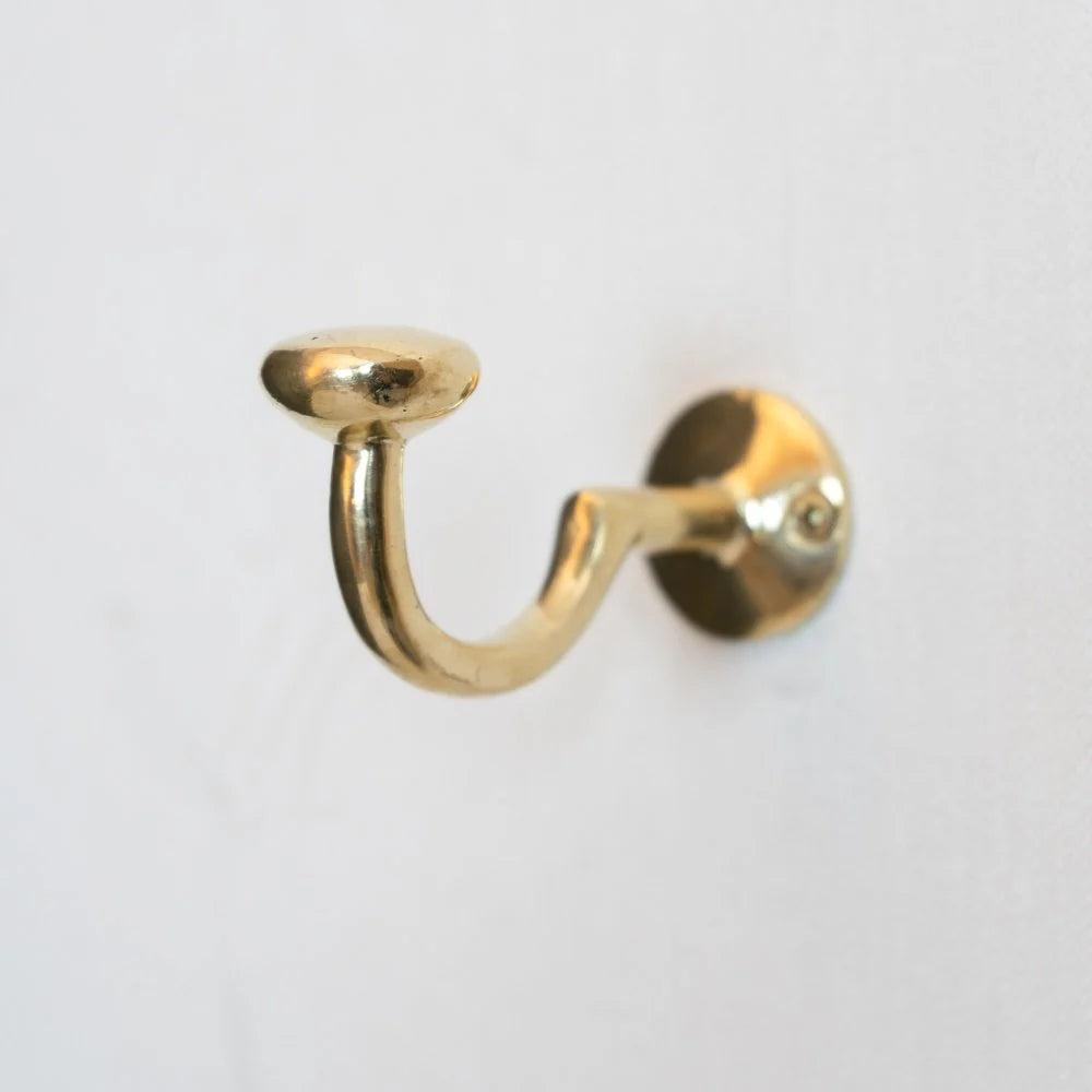 Set of 3 Unlacquered Brass Hooks