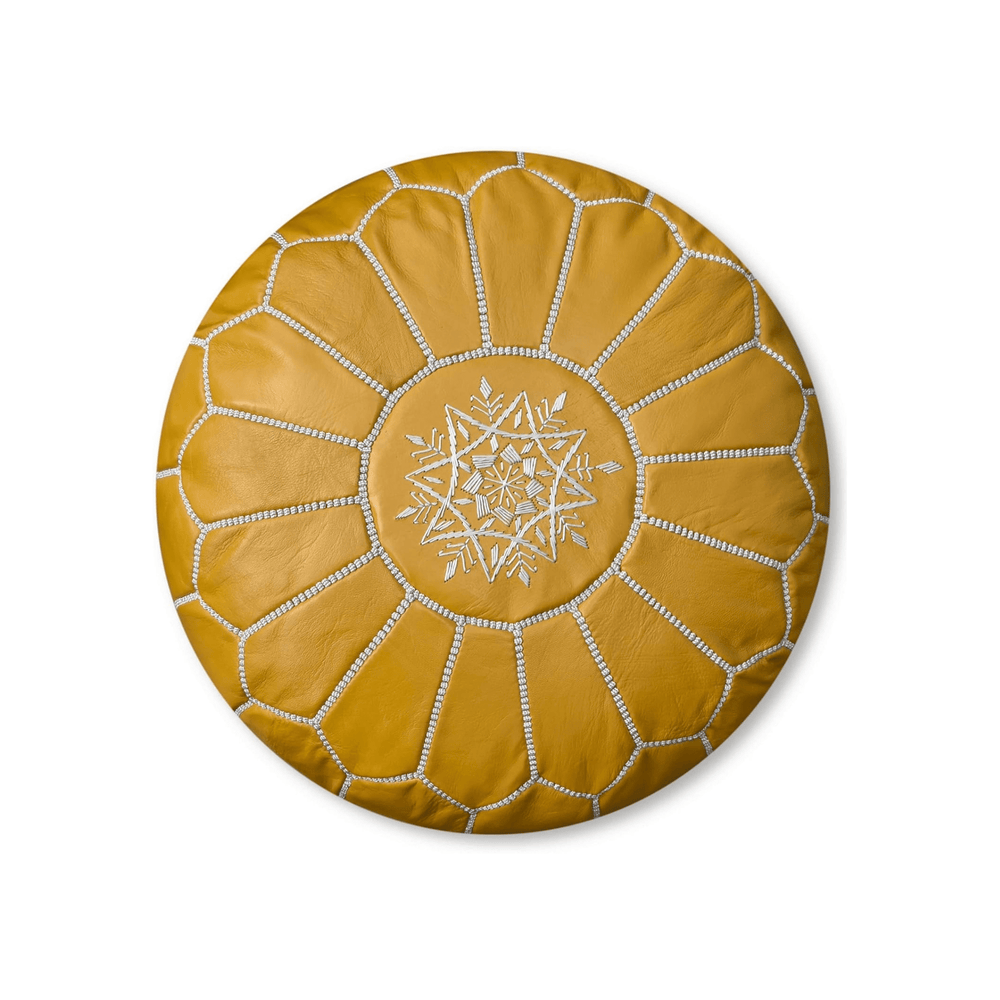 Handmade Moroccan Leather Pouf - Leather Pouf AzulSouk