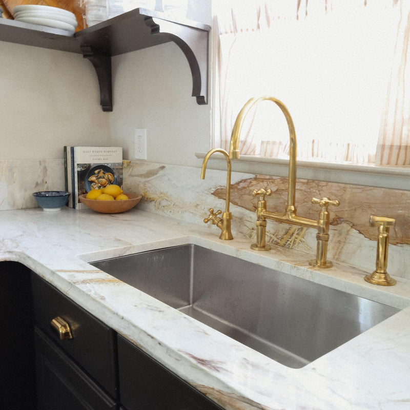 Unlacquered Brass Bridge Faucet Set-zoom-