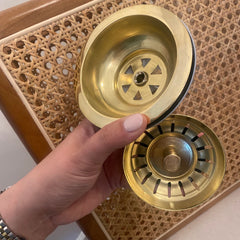Unlacquered Brass Kitchen Sink Strainer with Drain Cover & Basket