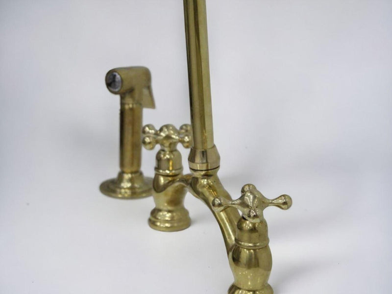 Unlacquered Brass V Style Kitchen Faucet-zoom-