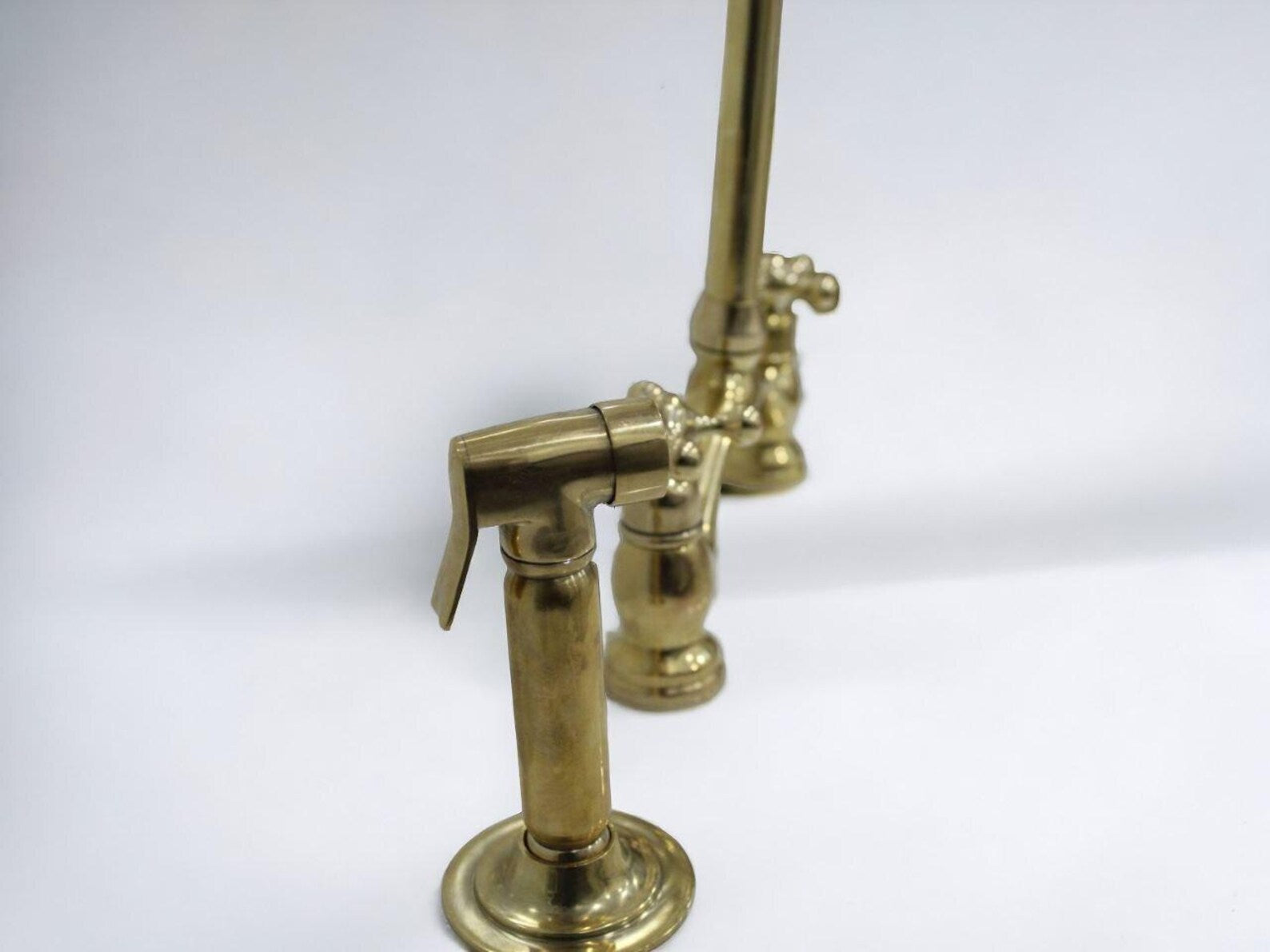 Unlacquered Brass V Style Kitchen Faucet-zoom-4