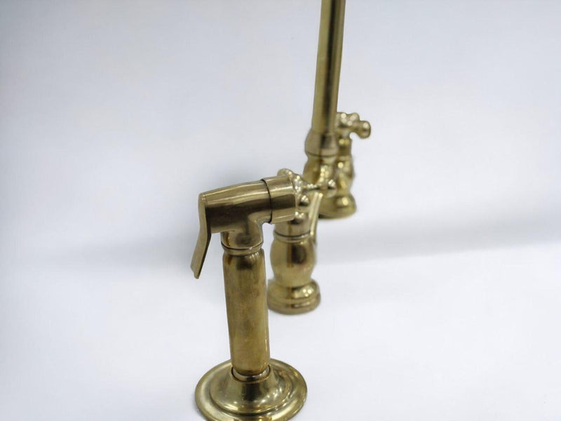 Unlacquered Brass V Style Kitchen Faucet-zoom-