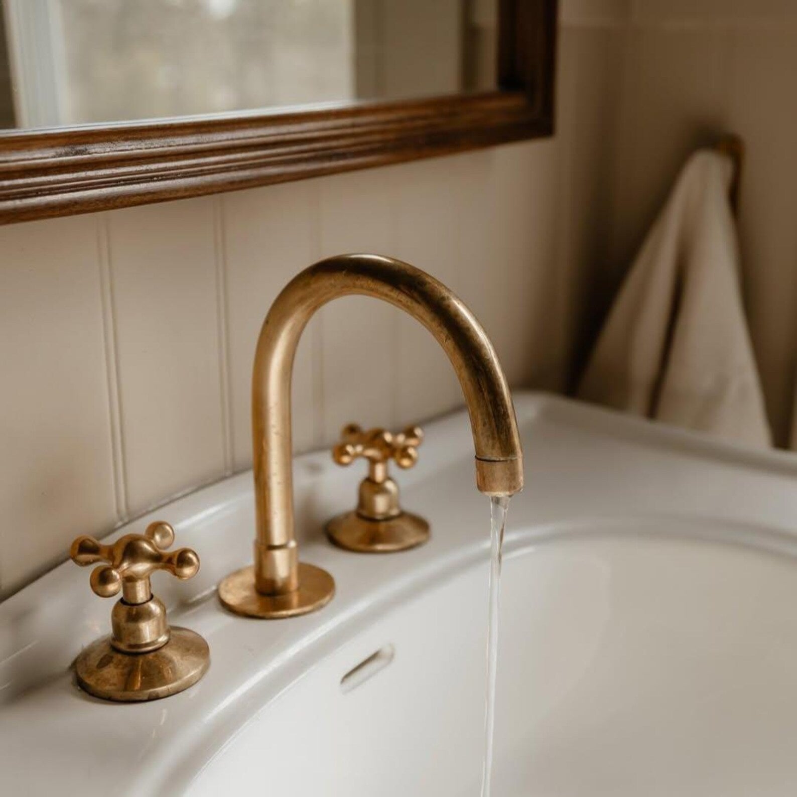 Unlacquered Brass Deck Mounted Faucet