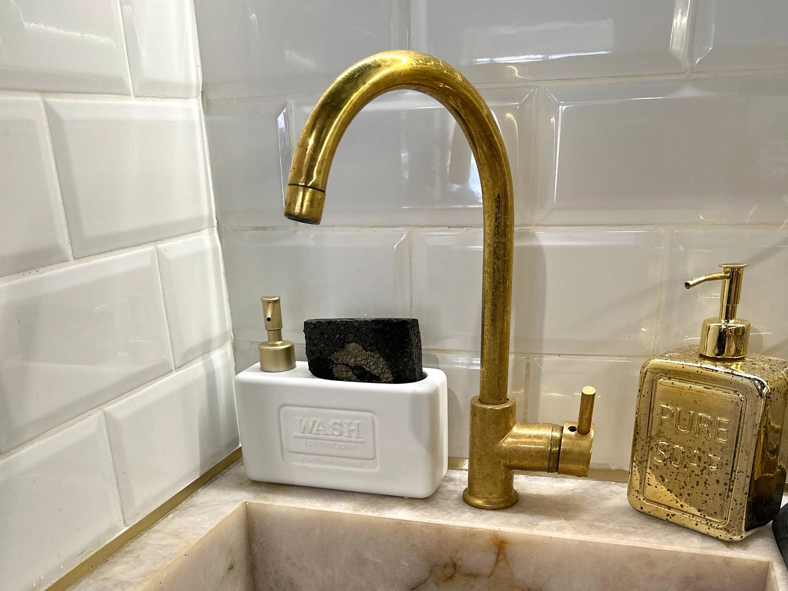 Unlacquered Brass Single Hole Kitchen Faucet-3