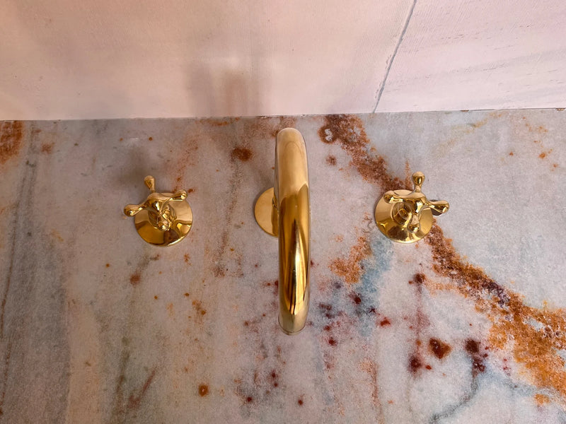 Unlacquered Brass 3 hole Vanity Faucet-zoom-