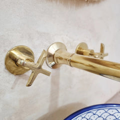 Unlacquered Brass Wall Mounted Sink Faucet