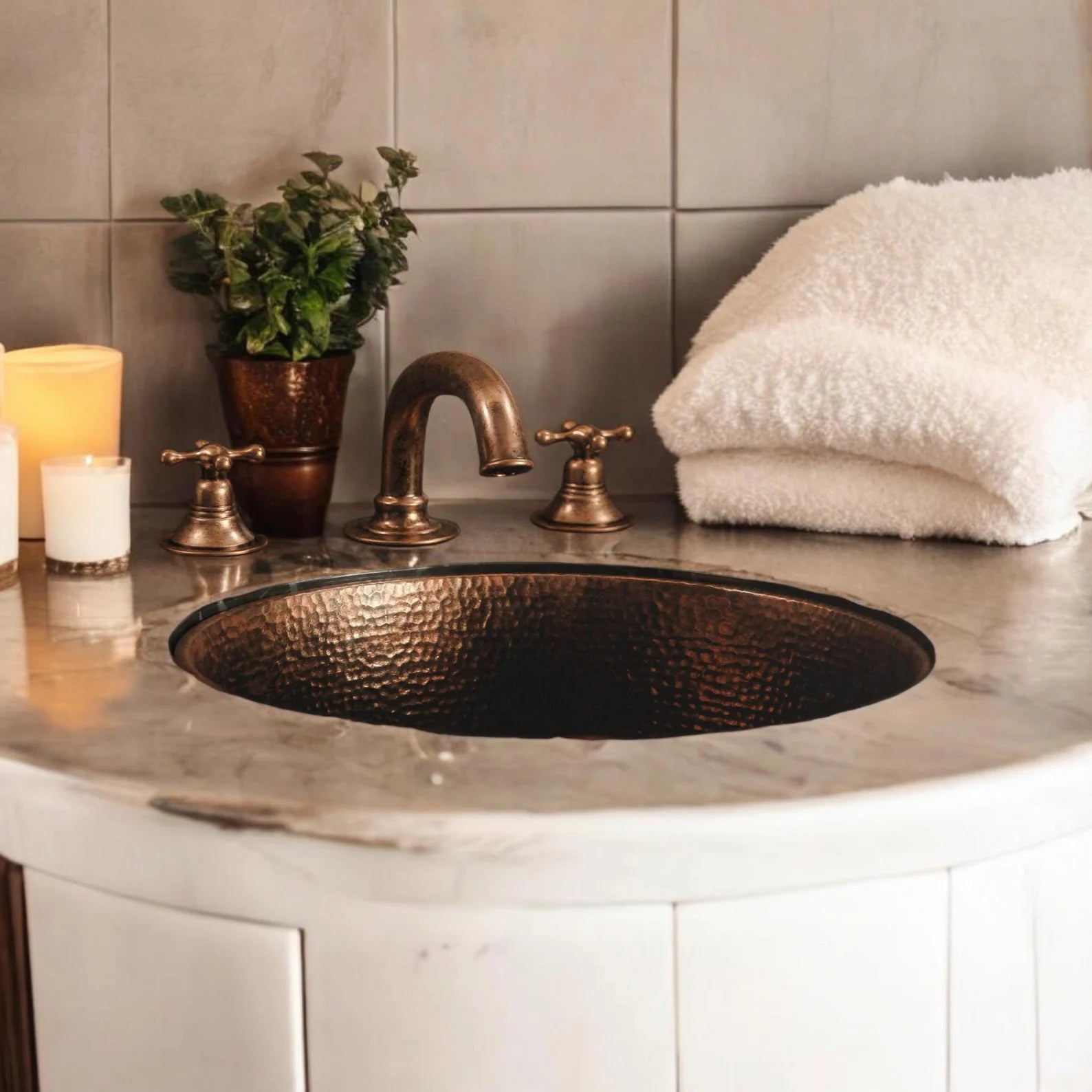 Copper Deck Mounted Bathroom Faucet-zoom-1