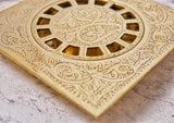Unlacquered Engraved Brass Floor Drain
