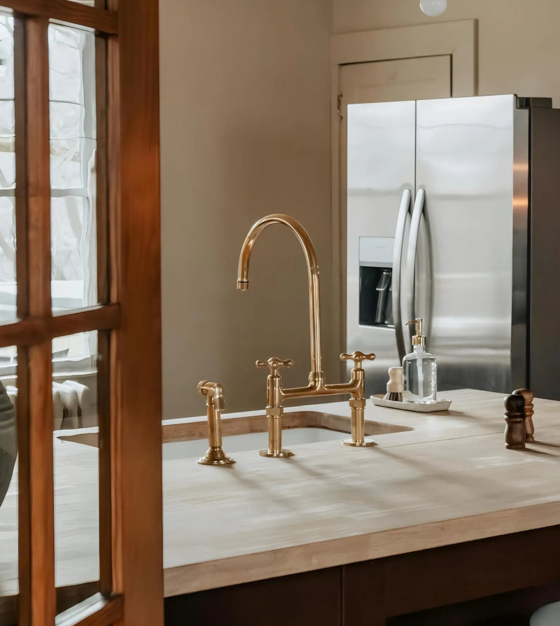 Unlacquered Brass Kitchen Sink Faucet-zoom-